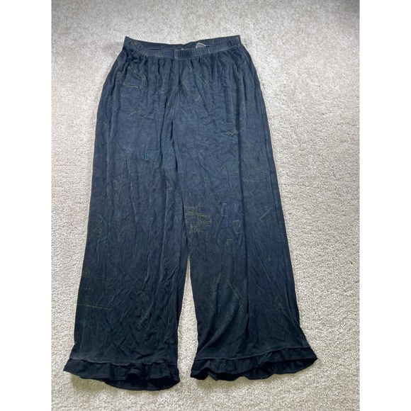 Chico'S Travelers Womens‎ Size 2 Black Slinky Slight Geometric Print Pants - Picture 1 of 11